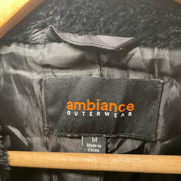 Ambiance Outerwear Women's Faux Fur Bomber Jacket Black MD - Picture 2 of 4